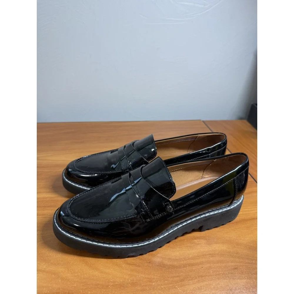 NWT FRANCO SARTO Cassandra Black Platform Penny Loafer Women's Size 8.5